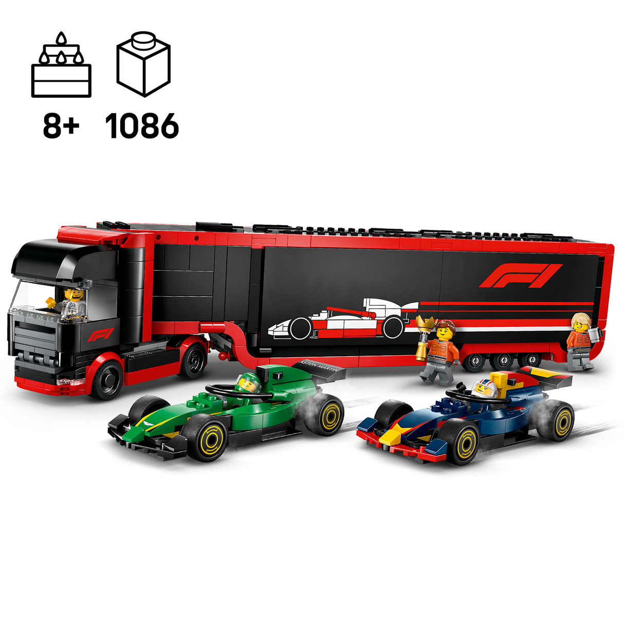 LEGO City F1 Truck with RB20 & AMR24 F1 Cars 60445L
