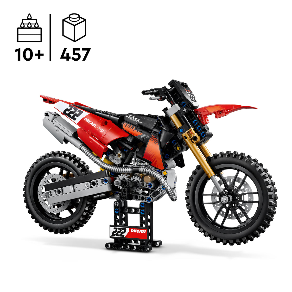 LEGO Technic Ducati Desmo450 MX Factory Motorcycle 42238L