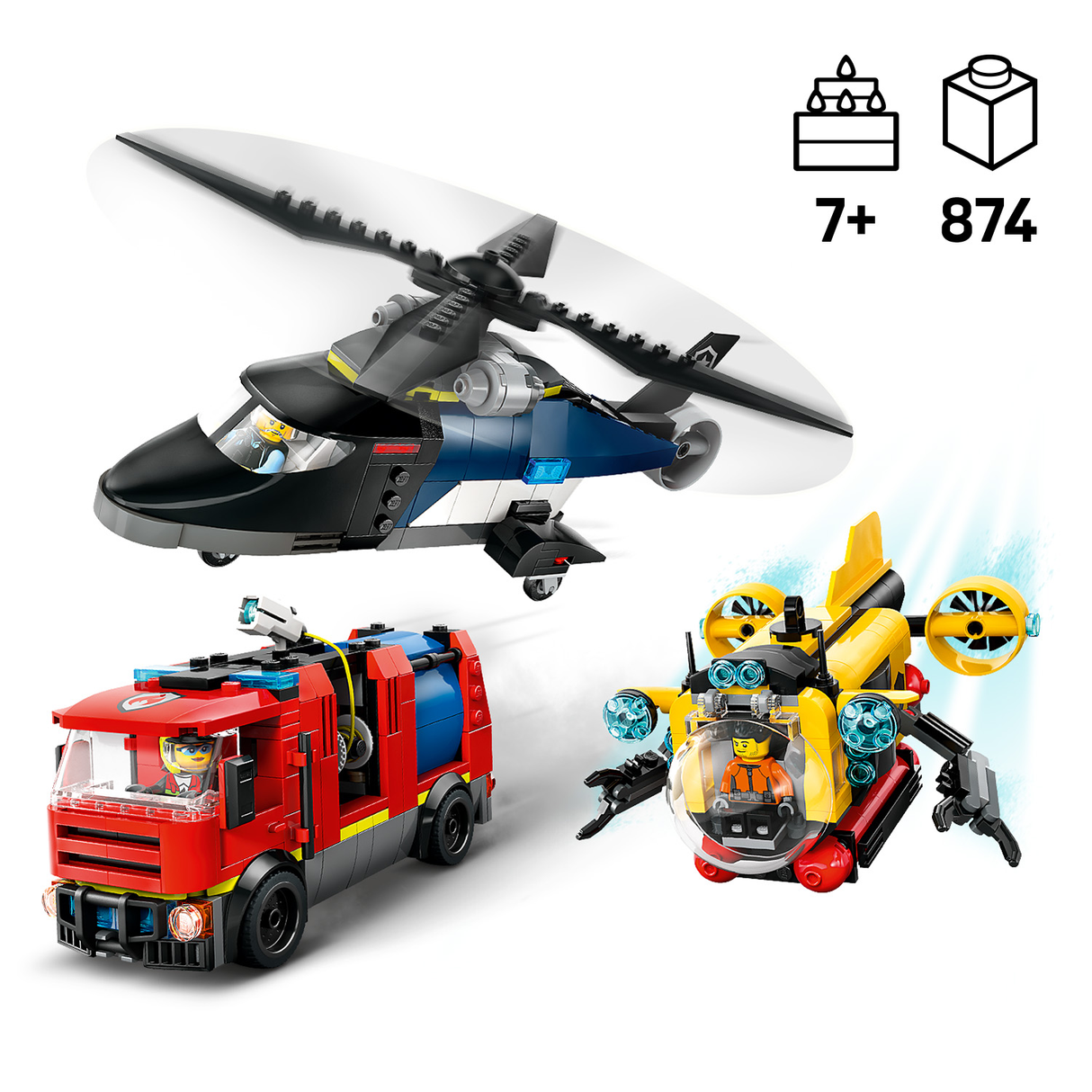 LEGO City Helicopter, Fire Engine & Submarine Remix 60462L