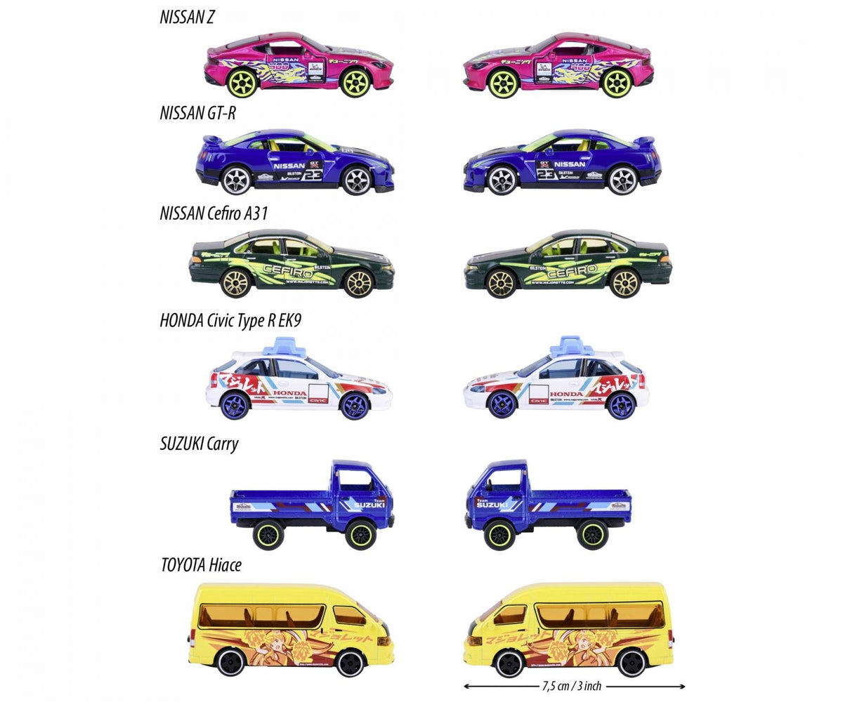Simba Majorette Deluxe Cars: Japan Series - 6 different 212051030B