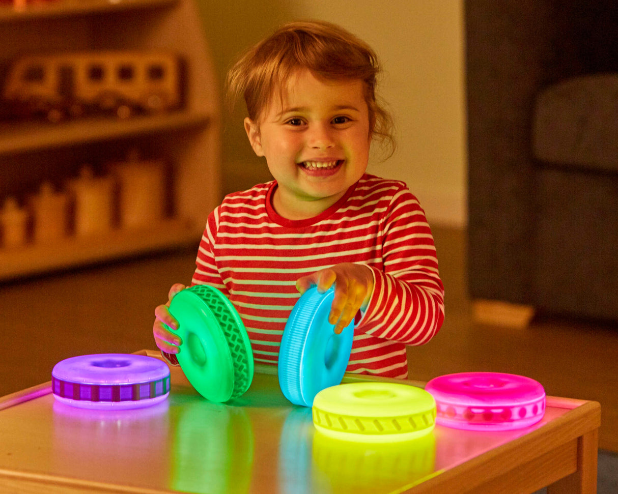 TTS Sensory Stacking Glow & Texture Discs 5pk EY11965B
