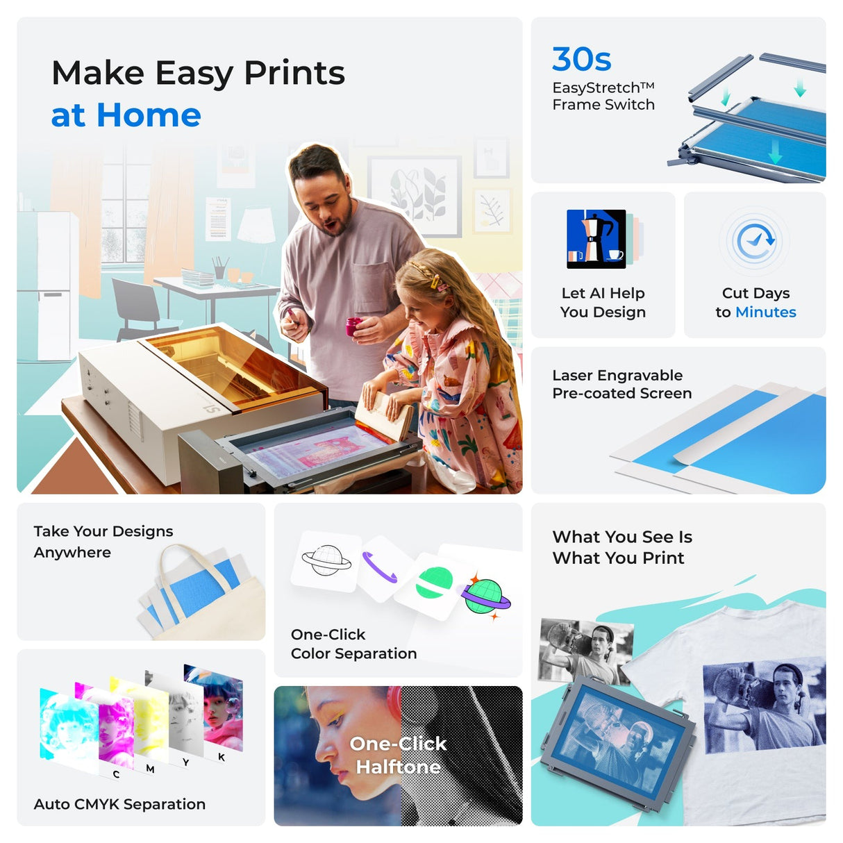 xTool Screen Printer: 1st Screen Printing Solution with Laser - D/S/P/F P1030674