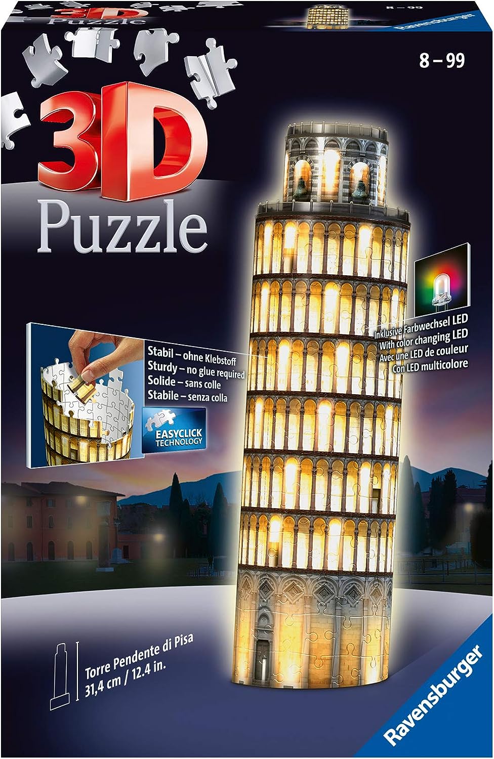 Ravensburger 3D Puzzle Tower of Pisa, Night Edition 125159V