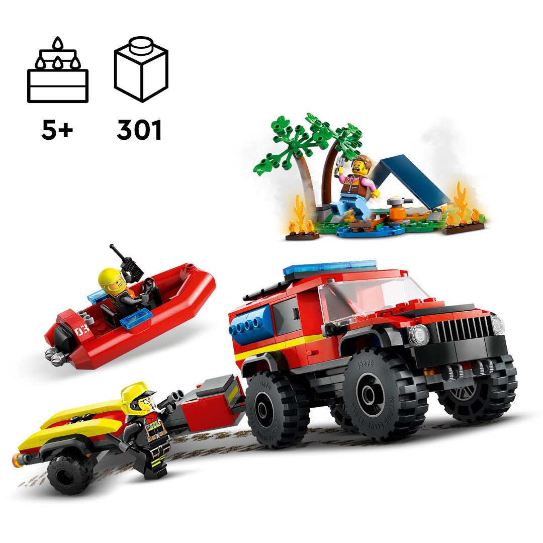 LEGO City 4x4 Fire Engine with Rescue Boat 60412L