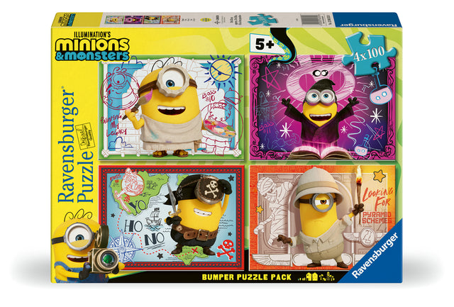 Ravensburger Puzzle 4x100 Pieces: Minions & Monsters Movie - Ooops 12004353V