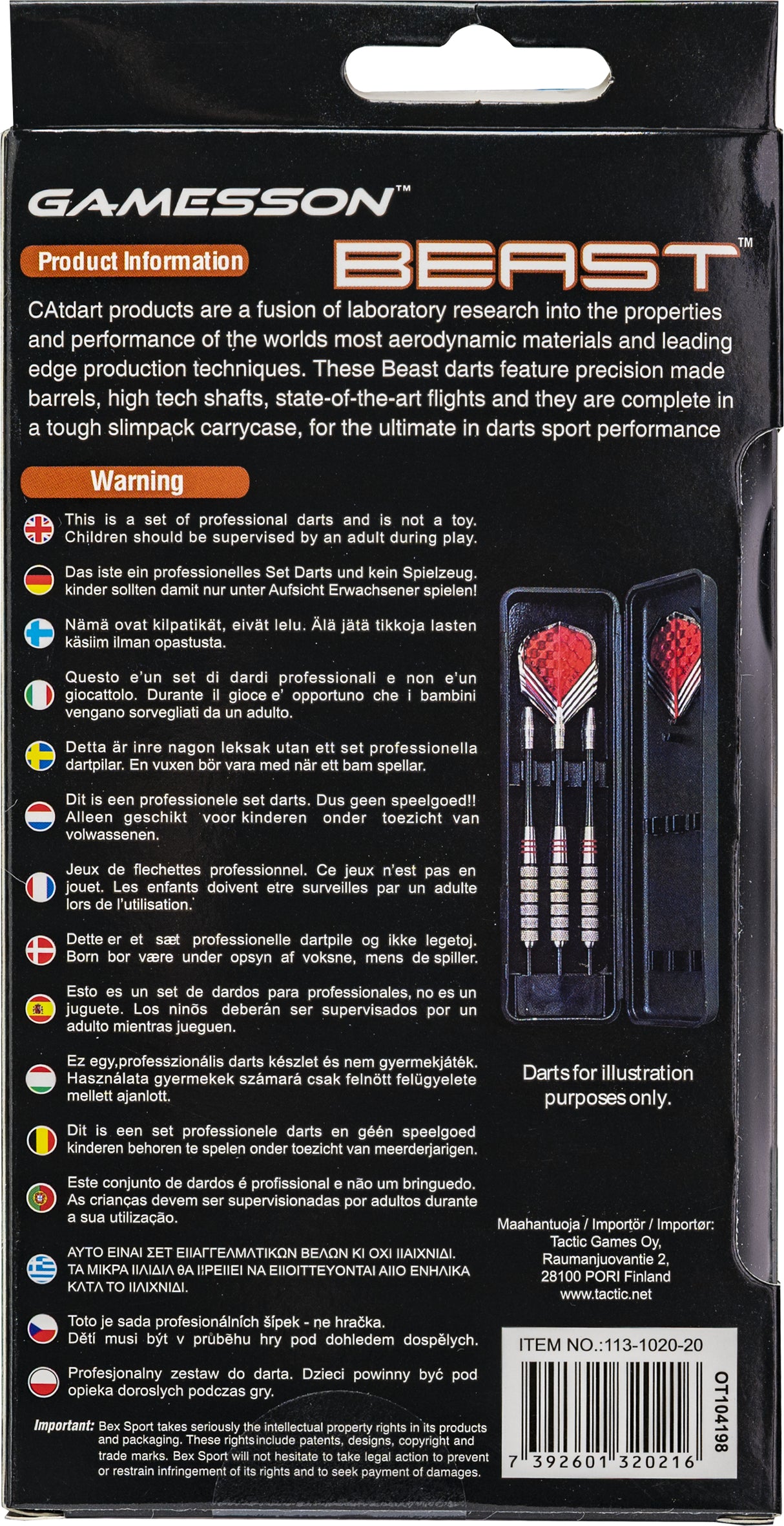 Gamesson Steeltip Darts: Beast, 20 g 113-1020-20