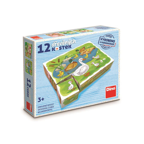 Dino Cube Puzzle 12 pc On The Farm 64136D