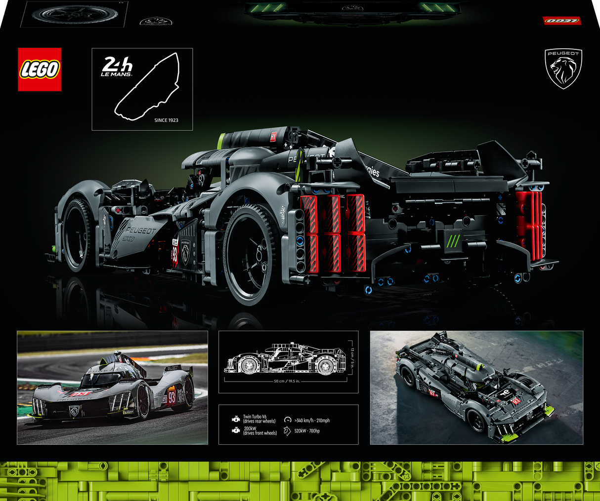 LEGO Technic PEUGEOT 9X8 24H Le Mans Hybrid Hypercar 42156L