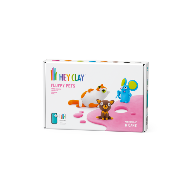 HEY CLAY Modeling Clay Furry Animals 6 pc 60045E