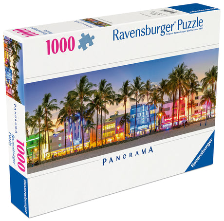 Ravensburger Panoramic Puzzle 1000 Pieces: Night Glow On Ocean Drive 12001710V