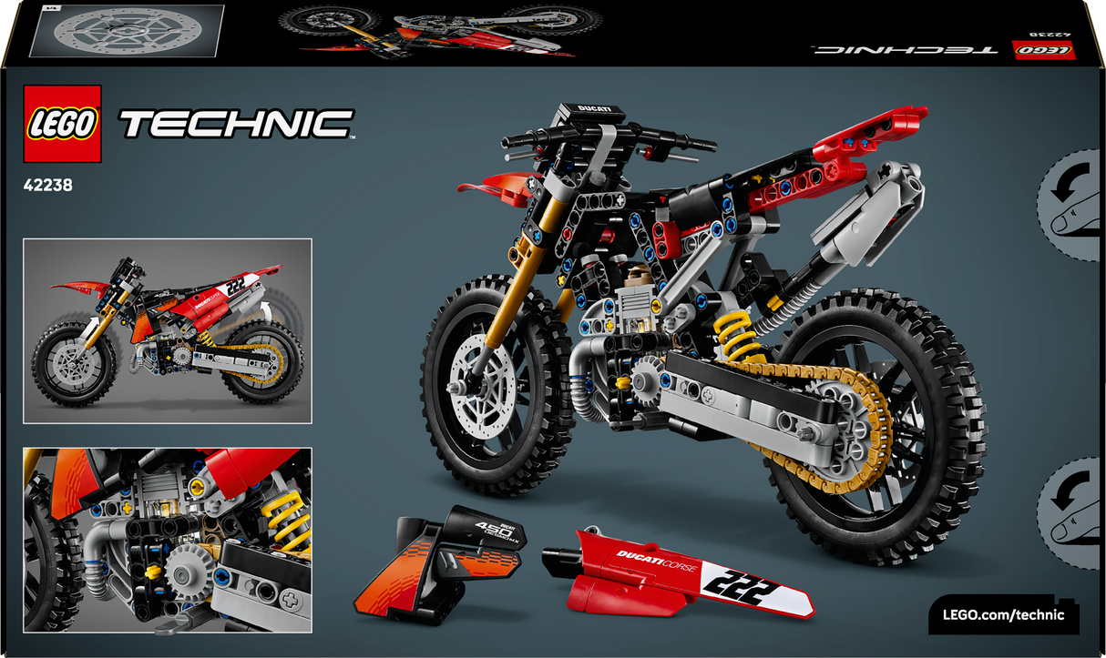 LEGO Technic Ducati Desmo450 MX Factory Motorcycle 42238L