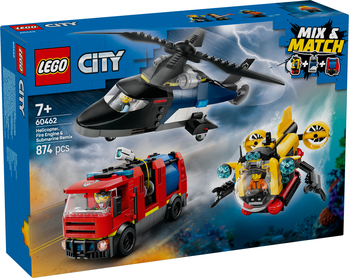 LEGO City Helicopter, Fire Engine & Submarine Remix 60462L