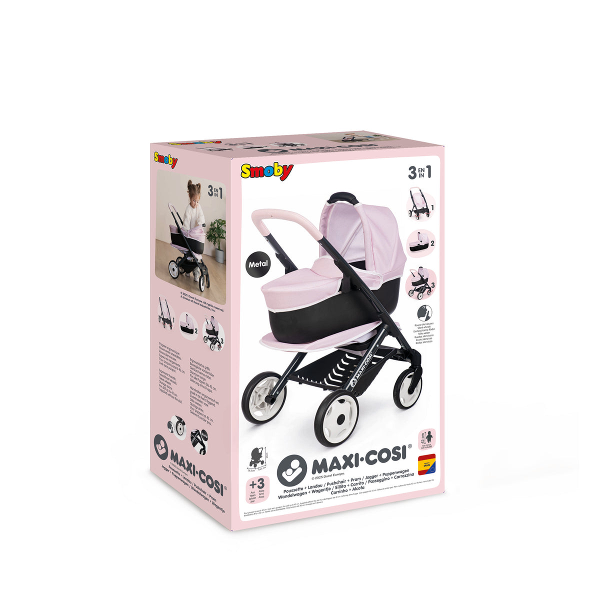Smoby Maxi-Cosi 3-in-1 Doll Pram Set - Pink 253121S