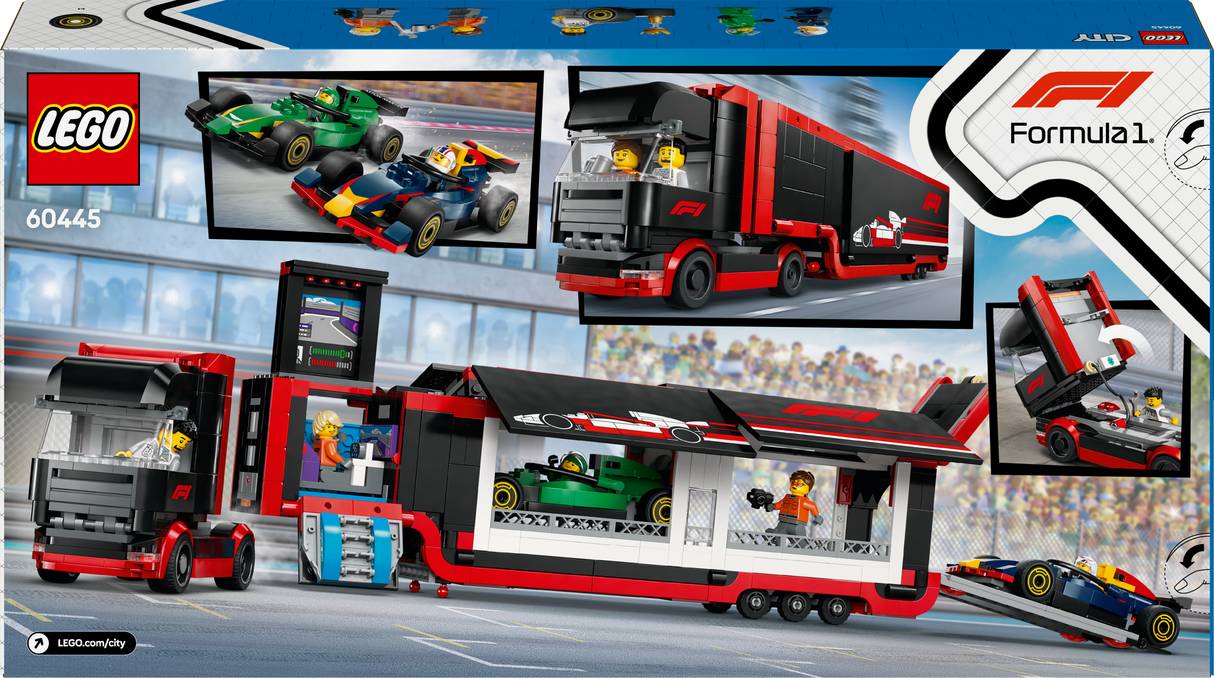 LEGO City F1 Truck with RB20 & AMR24 F1 Cars 60445L