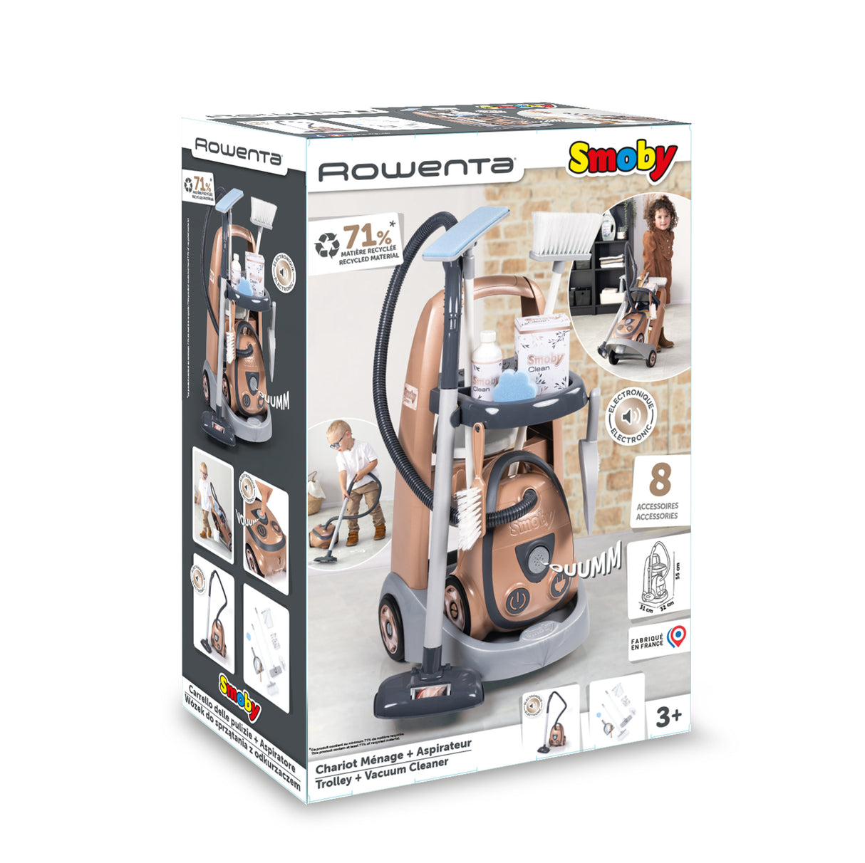 Smoby Cleaning Trolley + Vacuum Cleaner Rowenta 330325S