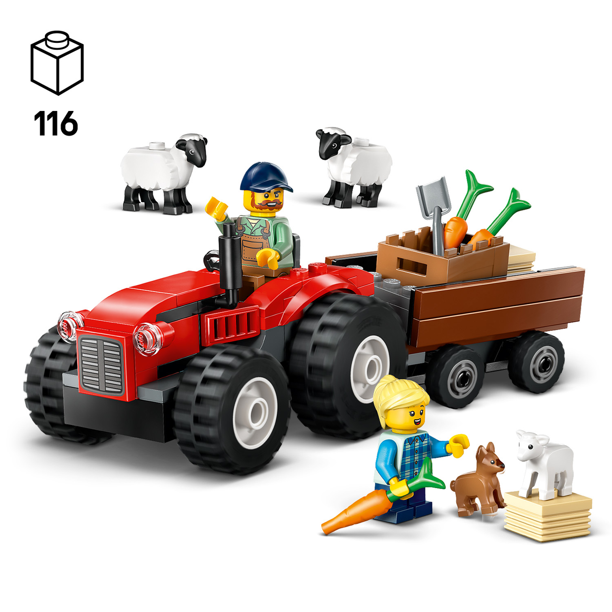 LEGO City Red Farm Tractor with Trailer & Sheep 60461L
